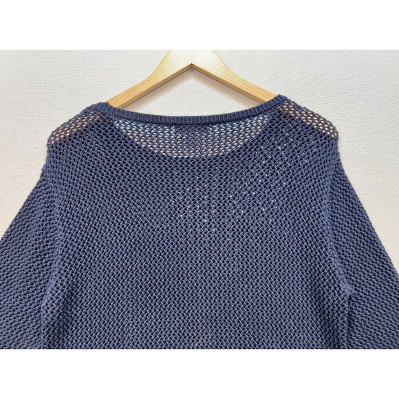 Christopher & Banks Women's Crochet Pullover Sweater Knit Long Sleeve Sz XL Blue - Picture 11 of 12